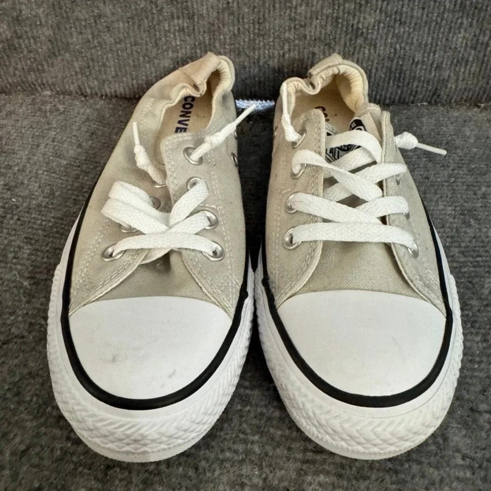 Converse Chuck Taylor All Star Shoreline Slip On Sneakers Beige Canvas Womens 8